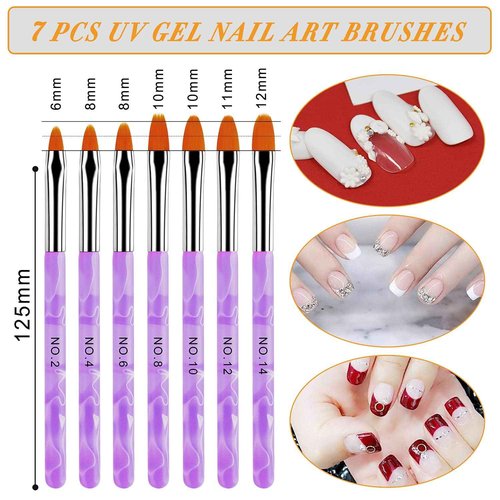 AROIC Acrylic Nail Brush Set - 28 Pcs Including UV Gel Art Brushes, 3D Extension Brush, Double Ended Dotting Pen for DIY With White Box, Colorful (Pack of 2)