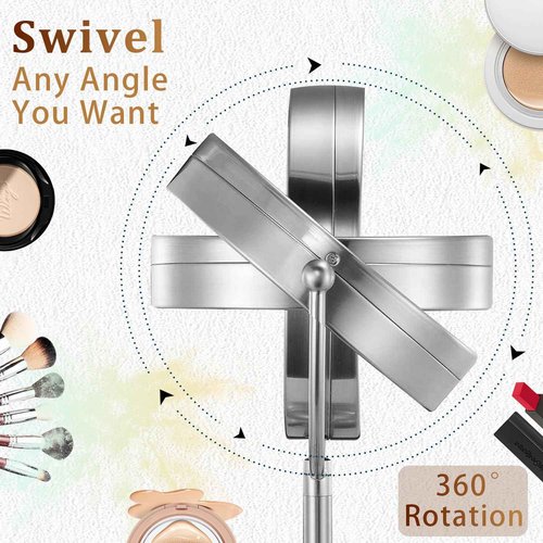 9in Vanity Mirror with Lights, Rechargeable&Dimming Lighted Makeup Mirror, 3X/20X Double Sided Magnifying Mirror,5000mAh,360 Rotate,3 Color Lights,Brightness with 80 LED,No Height Adjustment,Nickel