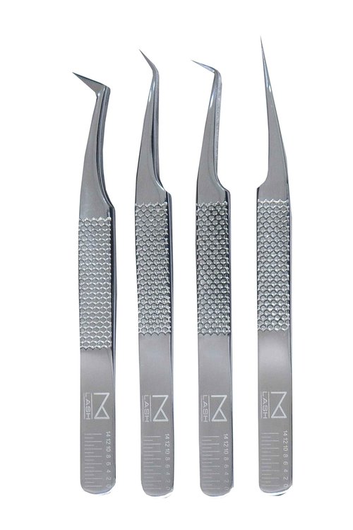 M LASH V4 - Stainless Steel Precision Eyelash Tweezers - Professional Grade Lash Applicator Tool for Meticulous Eyelash Extensions (Silver)