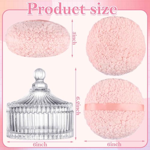 Extra Large Body Powder Puff and Container, 6 Inch Oversize Dust Powder Puff for Baby Women Dusting Powder