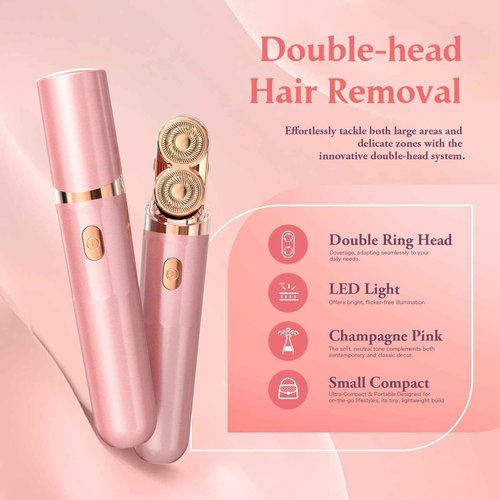 Epilator,2 in 1Epilator for Women Rechargeable,Womens Electric Shaver with LED Light,Hair Removal for Women Legs/Face/Bikini/Arms,Smooth Epilator Trimmer Travel Kit Set,Hair Removal Area Upgrade