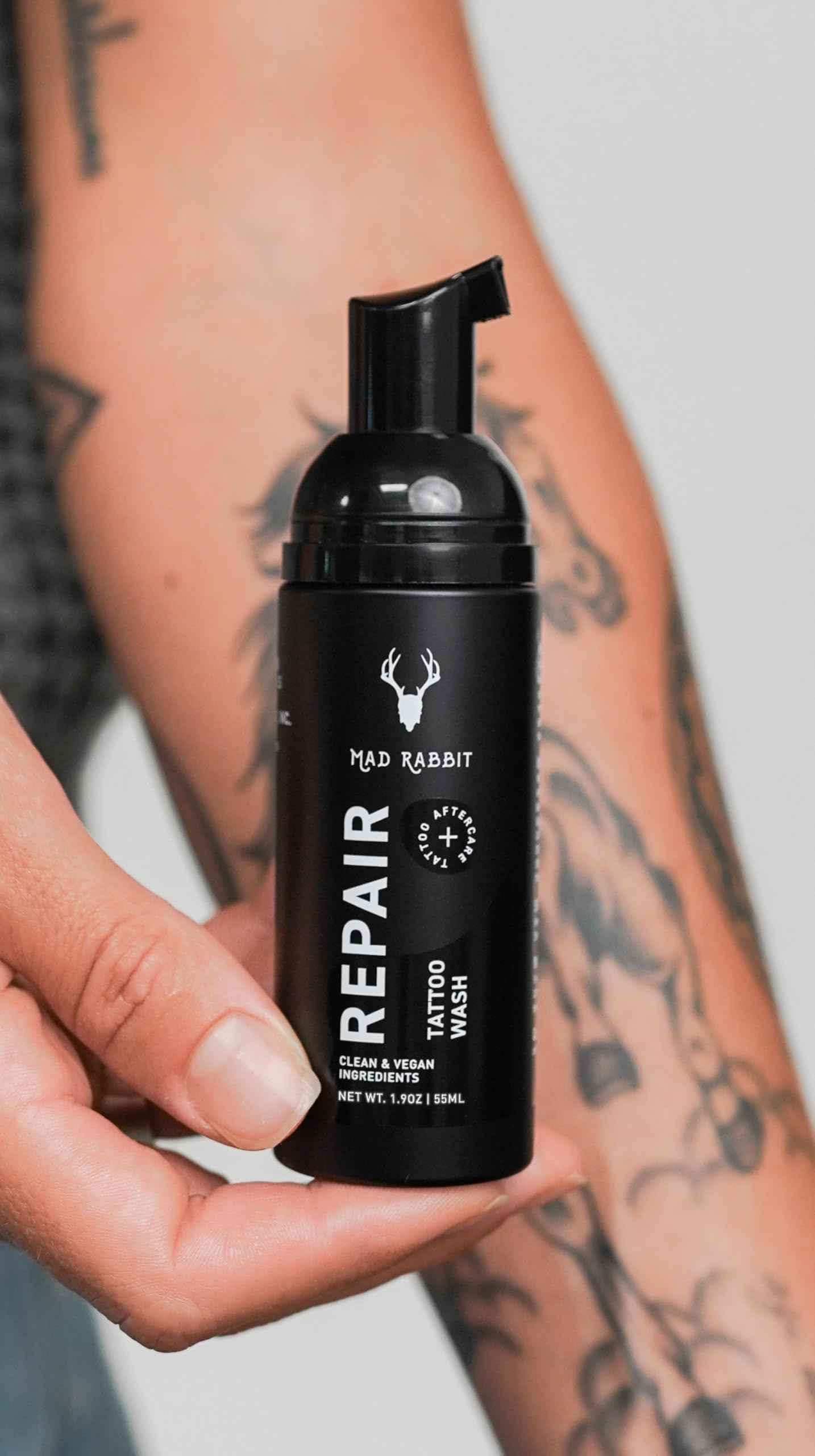 Mad Rabbit Tattoo Aftercare Bundle – Tattoo Soap & Soothing Gel – Fragrance-Free Foam Wash & Anti-Itch Moisturizer – Clean, Vegan, Unscented Tattoo Care for New Tattoos