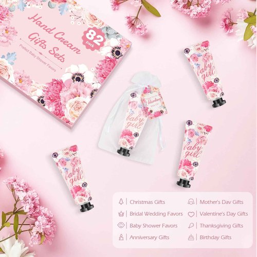 82 Sets Baby Shower Hand Cream Bulk, Baby Shower Favors for Guests, Mini Hand Lotion Bulk,Thank You Gift for Women Coworkers,Wedding Party Favors,Bridal Shower Favors for Girls With Organza Gift Bags