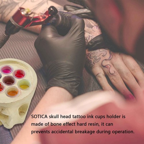 Tattoo Ink Cups Holder, SOTICA Ink Caps Holder Stand Lots Design Hard Skull Resin Tattoo Ink Caps Cups Holder Stand for Permanent Makeup Tattooing Tool