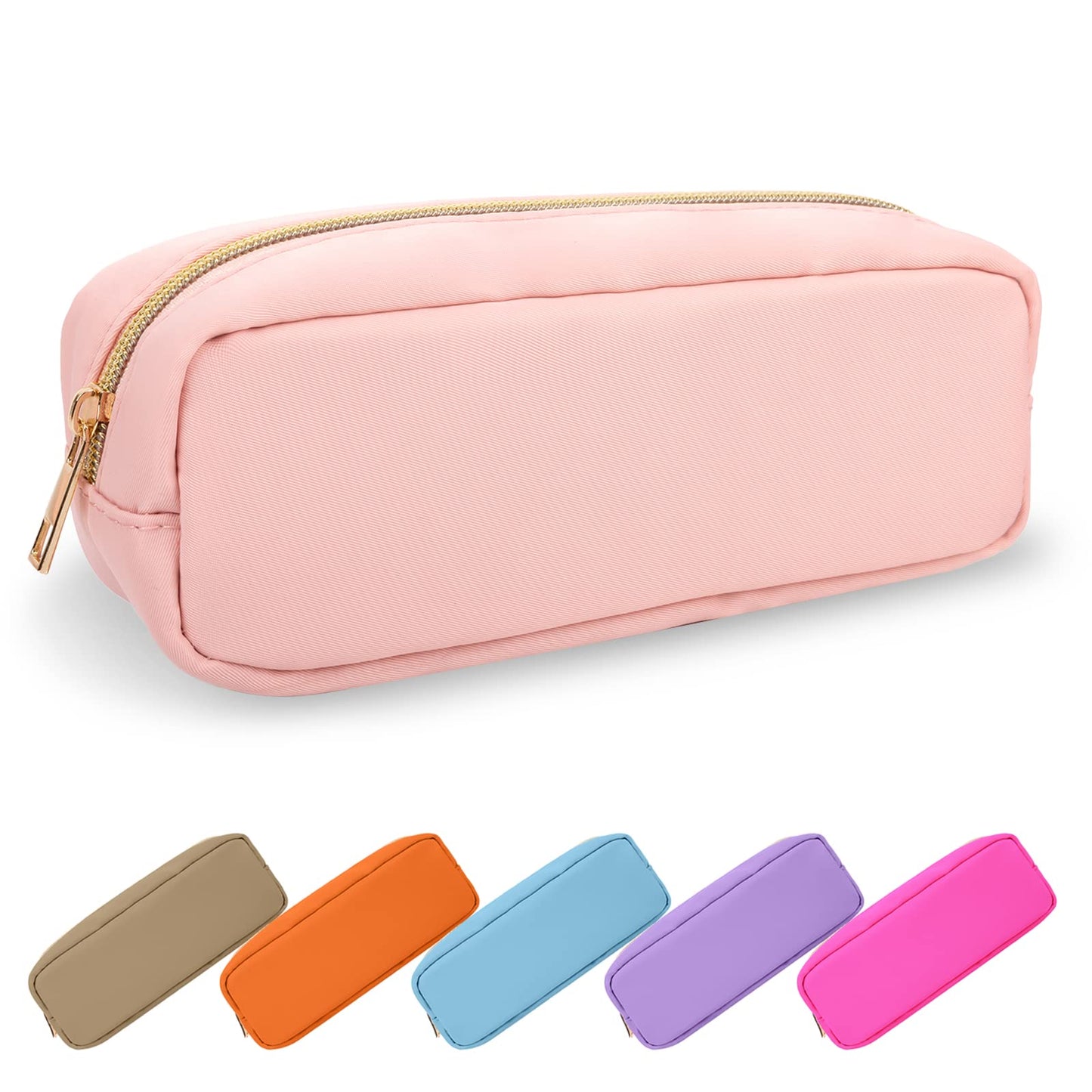 UIXIZQ Waterproof Small Pencil Case Makeup Bag for Purse,Cute Pencil Pouch Preppy Nylon Makeup Brush Holder with Zipper,Girls Portable Storage Case Small Pen Bag for Office College(Slim-Flamingo)