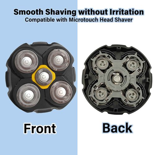 Replacement Heads Compatible with Microtouch Titanium Electric Head Shaver, Titanium Razor Replacement Blades for Micro Touch Head Shaver, Hypoallergenic Hair Clippers Blades for Bald Men - 3 Pcs