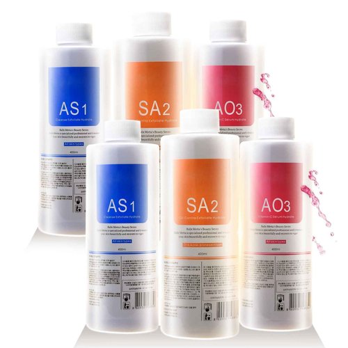 Elvenstars Hydrate Solution for Facial Machine Hydrogen Oxygen Professional, AS1 SA2 AO3 Solution Serums for Hydration Face Cleaning, Face Skin Care, Hydrating, Exfoliate 400ml/6pcs
