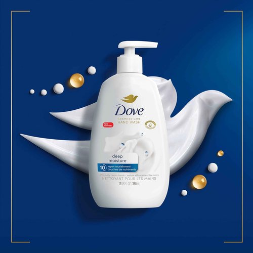 Dove Advanced Care Hand Wash Deep Moisture 4 Count for Soft, Smooth Skin & Body Wash with Pump Sensitive Skin Hypoallergenic, Paraben-Free, Sulfate-Free, Cruelty-Free