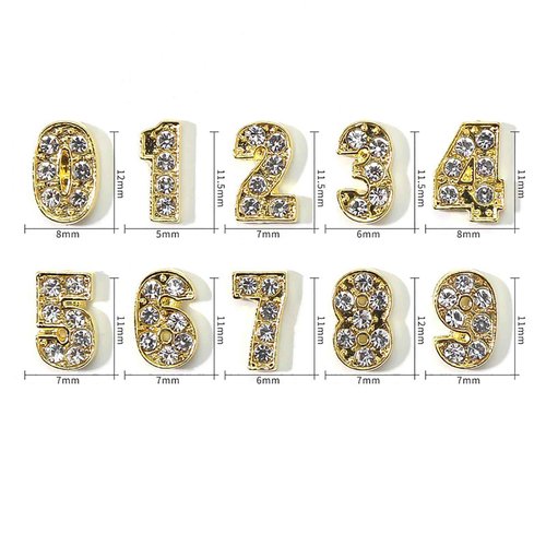 MOLILON 10Pcs Gold Number Nail Charms for Nail Art (0-9), 3D Gold Numbers for Nails, Metal Number Nail Art Studs for Acrylic Nails, Nail Rhinestones and Gems for Women DIY Manicure Decorations