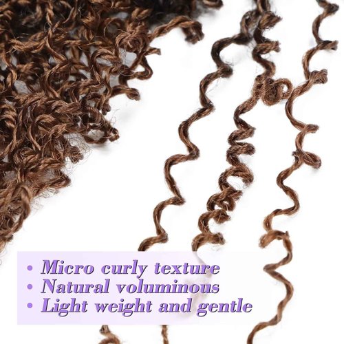 Yanky Twist Crochet Hair for black women 12 Inch 8 Packs 30 Stands/Pc,Pre-looped Fluffy Spring Mini Twist Passion Twist Ombre Brown Synthetic Crochet Braids Braiding Hair(12 Inch, T30-8P)