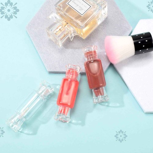 Blulu 20 Pieces Empty Lip Gloss Tubes with Wand 9 ml Mini Clear Candy Shape Lip Balm Tube Containers and 2 Pieces Funnel for DIY Cosmetics Women