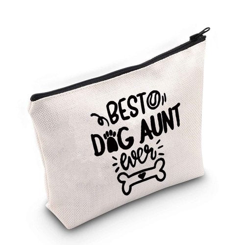 TSOTMO Dog Auntie Makeup Bag Best Dog Aunt Ever Cosmetic Bag for Owners Pet Lovers