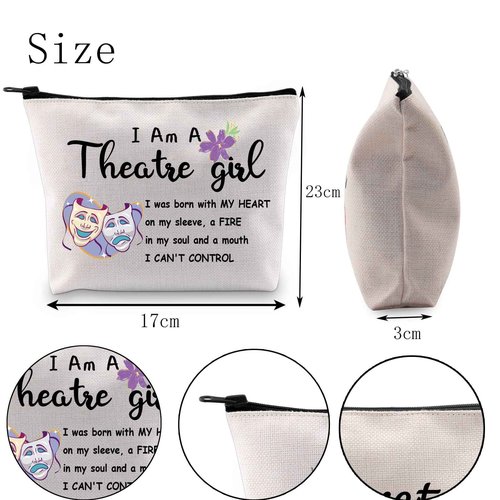 POFULL Theatre Girl Cosmetic Bag Drama's Gift Comedy Tragedy Makeup Bag for Actress Theater (Theatre girl bag)