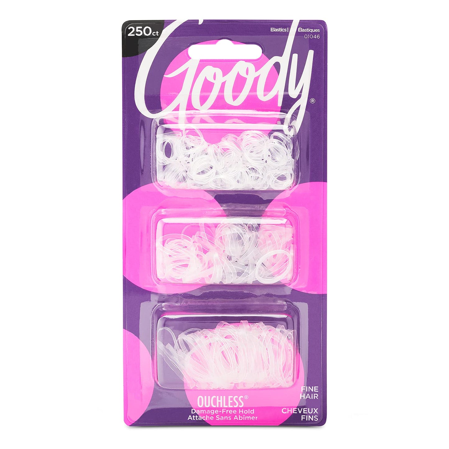 GOODY Ouchless Elastic Hair Ties - 50 Count Neutral Colors & 250 Count Clear Polybands