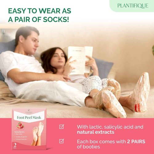 PLANTIFIQUE Foot Peeling Mask 2 Pack Jasmine and Foot Peeling Mask 2 Pack Strawberry