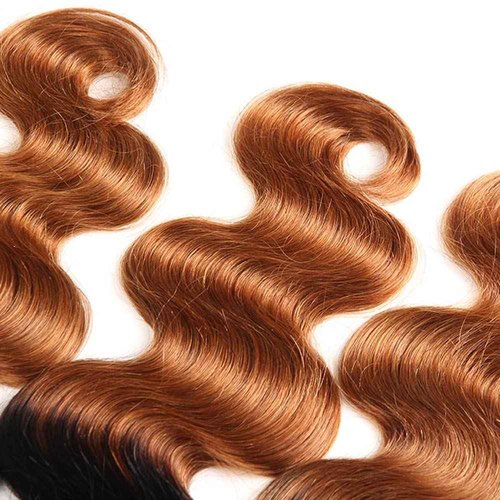 1B30 Bundles Ombre Body Wave Human Hair Bundle Two Tone Black And Highlight Brown 3 Bundles 8 10 12 Inch Color 30 Brown Body Wave Bundle For Black Women