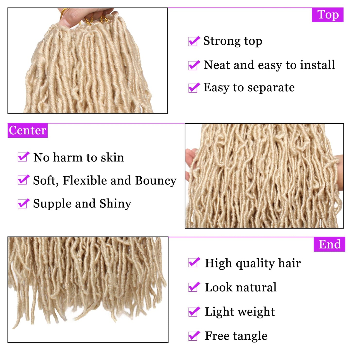 18 Inch Blonde Nu Faux Locs Crochet Hair 2Packs Goddess Soft Locs Crochet Braids Hair for Butterfly Locs, Pre-looped Soft Natural Curly Wavy Dreadlocks Synthetic Hair For Women (18 Inch,613#)