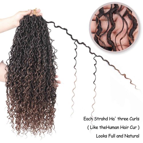 Vemet Goddess Locs Crochet Hair 24 Inch 9 Packs Synthetic Faux Locs Crochet Hair for Black Women, River Locs Hair Extensions Style Pre looped Crochet Locs with Curly Ends