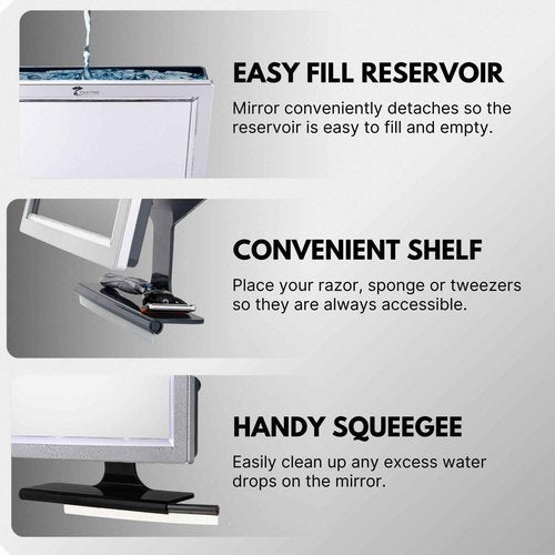 ToiletTree Products Deluxe LED Fogless Shower Mirror with Squeegee Anti-Fog Mirror - Adjustable Shaving Mirror with a Squeegee - Rust-Proof, Impact-Resistance Bathroom Shower Mirror