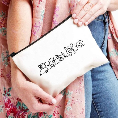 XYANFA Cute Pigs Makeup Bag - Pig Lover Gift - Animal Lover Zipper Pouch - Gift for Pig Farmer - Women (Pigs Makeup Bag)
