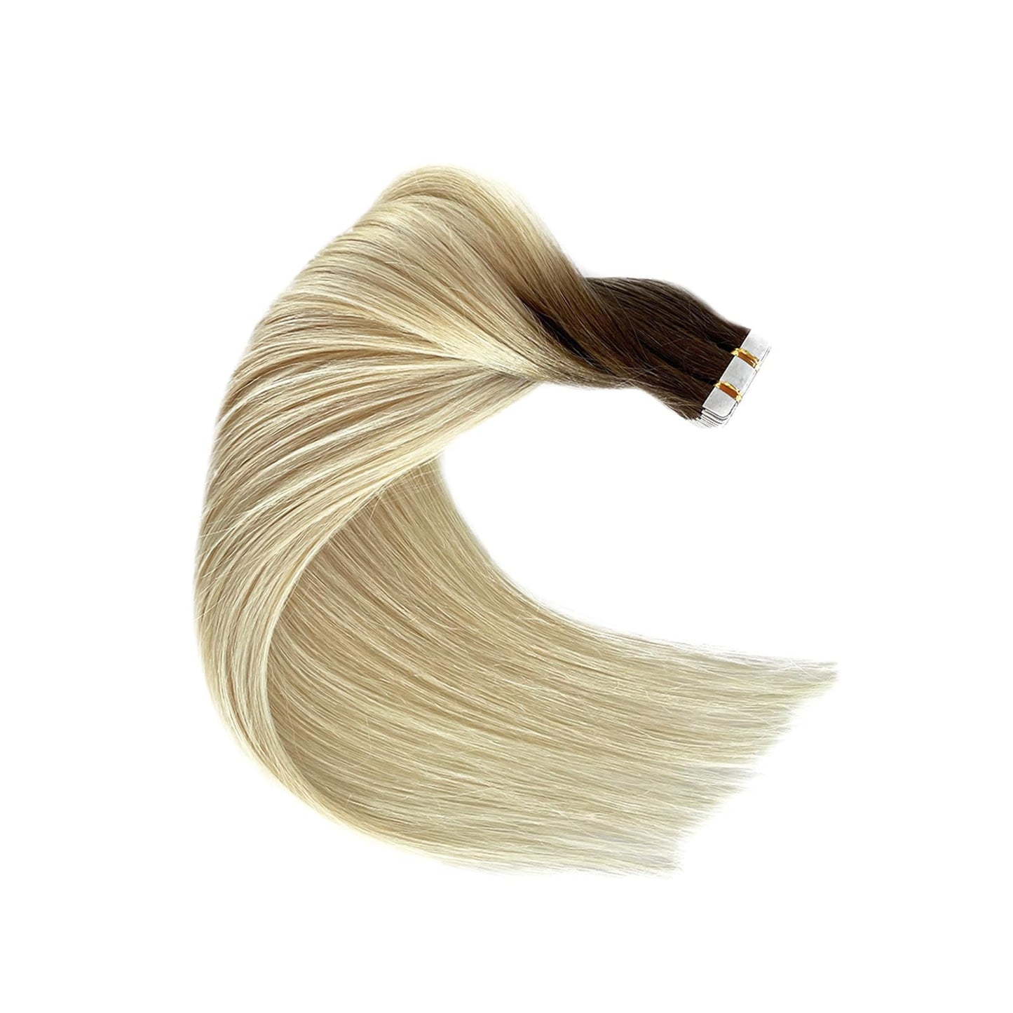 20inch Invisible Tape in Hair Extensions Human Hair Flax Brown to Platinum Blonde Tape Ins Human Hair Extensions Omber Platinum Blonde Human Hair Tape in Extensions 20pcs 50g/Pack