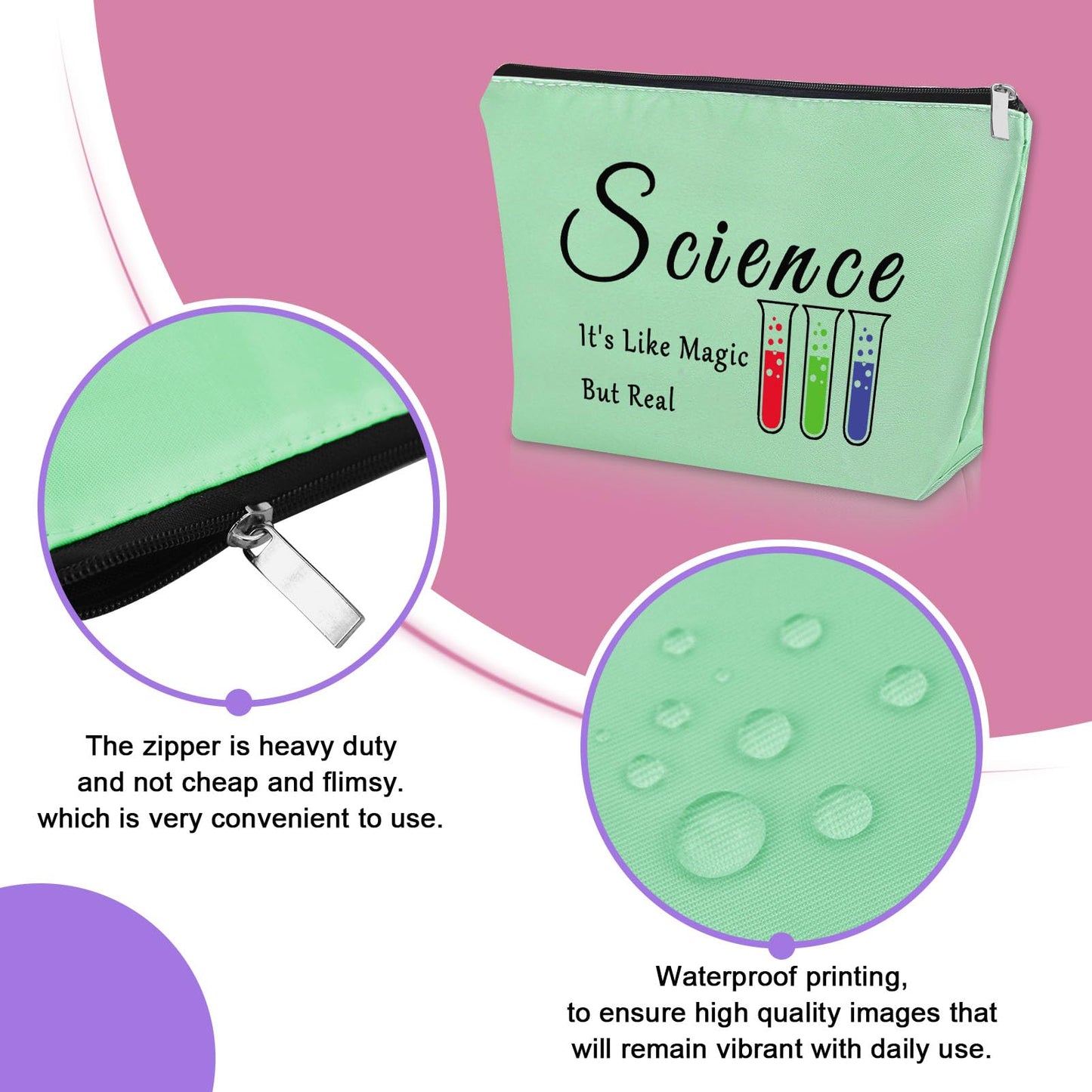 Sazuwu 2PCS Science Gifts for Women Makeup Bag Science Teacher Gifts for Adults Data Scientist Funny Gift Cosmetic Bag Science Lover Christmas Gifts Birthday Graduation Gift Travel Pouch