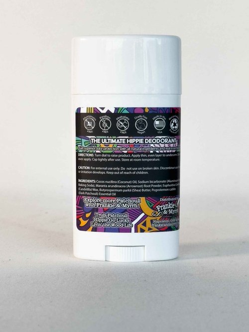 Frankie & Myrrh 2 Pack | Natural Patchouli Deodorant with Fun Extras | Aluminum Free, Baking Soda, Coconut Oil & Shea Butter (256 oz) | Includes Sticker Pack + Can Cooler