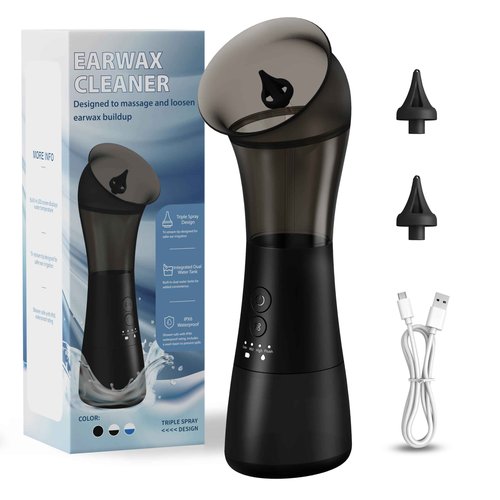Ear Wax Removal, VINIPO Ear Cleaner Ear Wax Remover Electric Rechargeable Ear Wax Removal Kit Ear Irrigation System with Cleaning and Sewage Tank and 4 Clean Mode Ear Flushing Kit