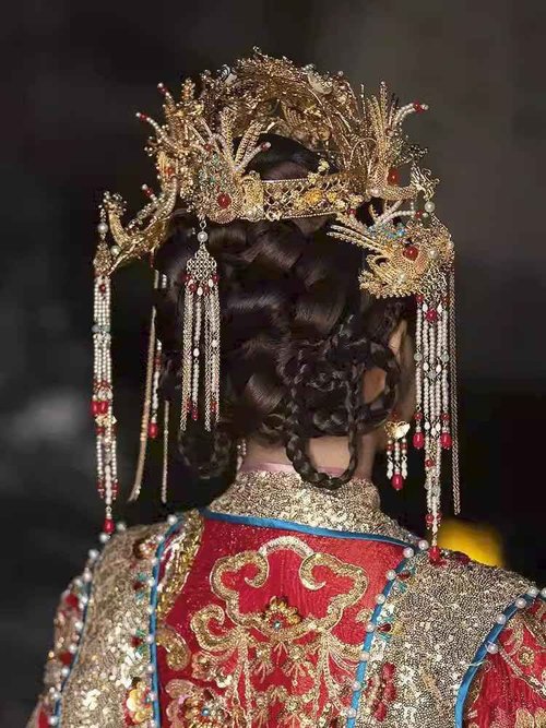 Chinese Wedding Bride Hair Accessory Chinese Crown Wedding Hair Accessories Golden Flower Floral Beaded Flapper Headband Jeweled Bridal Wedding Tiara (Phoenix)