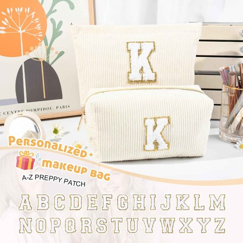 SOIDRAM 2PCS Personalized Makeup Bag - Mothers Day & Birthday Gifts for Her Mom, Girlfriend, Wife, Teacher