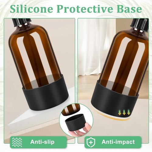 BELICOO Amber Glass Spray Bottles 3 Pack, 17 oz/500 ml Glass Spray Bottles for Cleaning, Plants, Essential Oils, Hair Care, Refillable Empty Spray Bottle with Adjustable Nozzle for Squirt and Mist