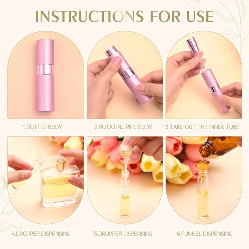 Honeydak 16 Pack 8 ml Refillable Perfume Atomizer Mini Refillable Spray Travel Bottles Empty Cologne Sprayer Portable Fragrance Atomizer with Funnel, Dispenser, Pipettes, Bag(Multicolor)