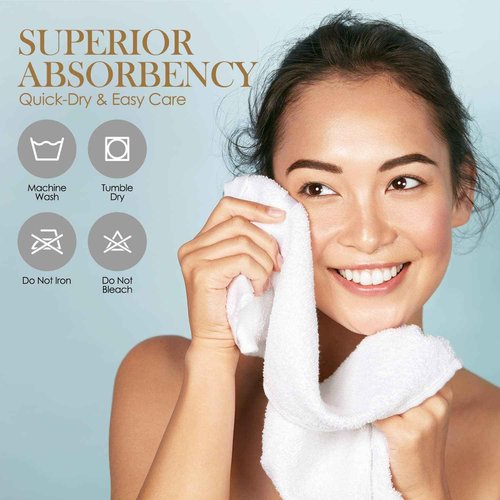 Elaine Karen White Wash Cloths for Your Face - 12 Pack Premium Cotton Washcloths - Hotel & Spa Bathroom Face Towels - 13x13 Face-Cloth