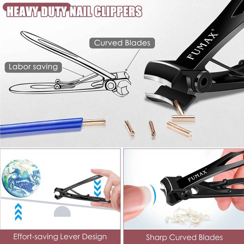 Nail Clippers for Men Thick Nails, Toenail Clippers with Wide Jaw for Thick Toenails, Angled Large Mess Free Toe Nail Clippers with Catcher, Heavy Duty Fingernail Clipper Cutter for Seniors