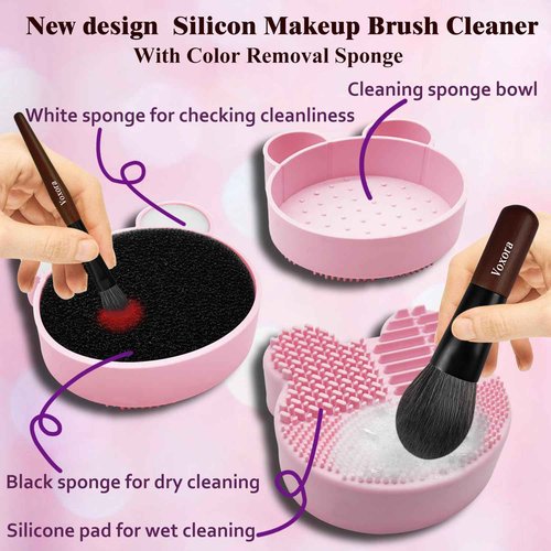 Travel Makeup Brush Set–Mini Makeup Brushes for Foundation, Powder, Eyeshadow, Blush, Contour, Concealer with Case, Silicone Brush Cleaner & Mini Hair Brush with Mirror–Perfect for Travel & Daily Usez