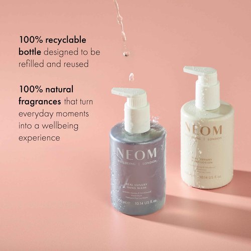 Neom Real Luxury Hand Wash Refill, 600ml I 24 essential oils, including lavender, jasmine and sandalwood I 100% recyclable 600ml refill pouch I Cleanse, Soften and Replenish