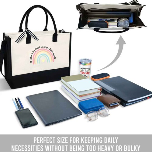 Teacher Appreciation Gifts Tote Bag Set Appreciation Retirement Gift with Makeup Bag, Shoulder Strap and Gifting Box Ideal Thank You Merch for Women Educators