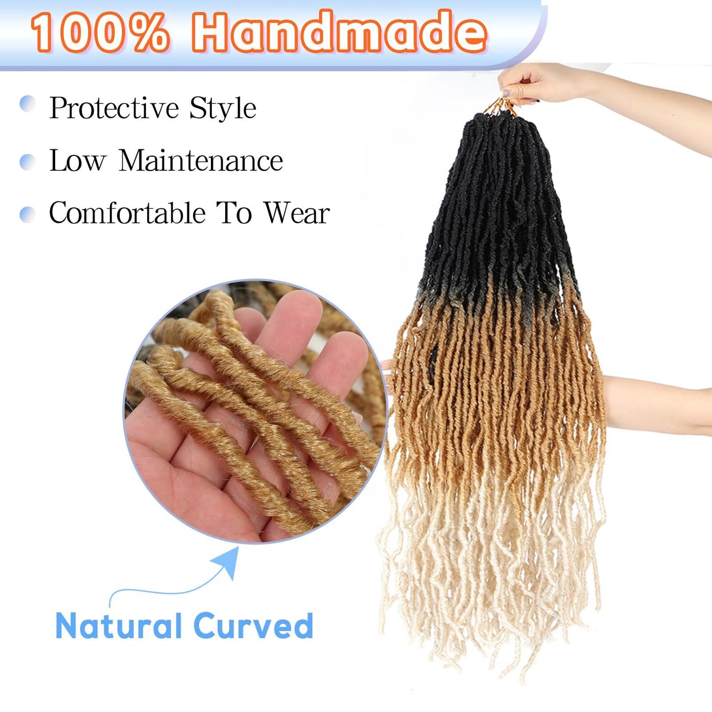 Faux Locs Crochet Hair 22 Inch 7 Packs Ombre Soft Locs Crochet Hair Pre Looped Crochet Locs For Black Women Butterfly Hair Extensions(22inch, 7 Packs, 1B/27/613)