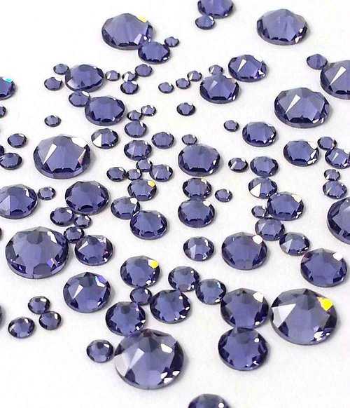 Tanzanite (539) Purple Violet 144 pcs Swarovski 2058/2088 Crystal Flatbacks Purple Rhinestones Nail Art Mixed with Sizes ss5, ss7, ss9, ss12, ss16, ss20, ss30