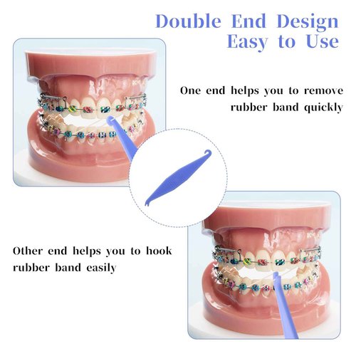 simarro 500Pcs Orthodontic Elastic Rubber Bands, Teeth Rubber Band with 5 Pieces Placers for Braces Dental Tools for Fix Tooth Gap, Braces, Crooked Teeth