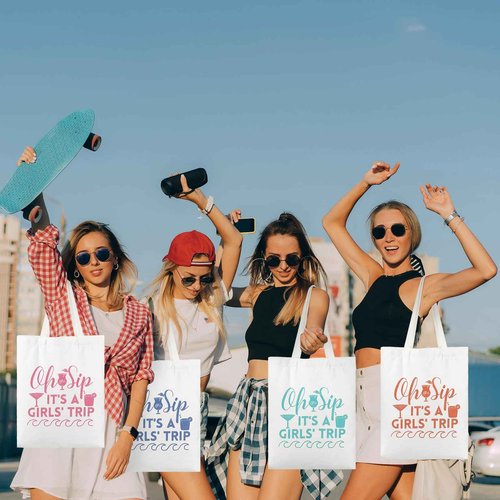 Clysee 8 Pcs Women's Trip Bags Girls Weekend Gifts 4 Makeup Bag Girls Trip Gifts 4 Weekend Tote Bag Travel Favors for Women Summer Cosmetic Zipper Pouch Wedding Birthday Bachelorette Party