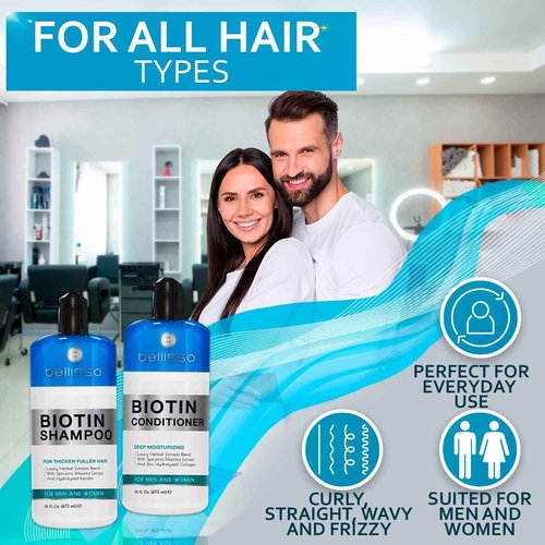 BELLISSO Biotin Shampoo and Conditioner Set and Biotin Scalp Scrub