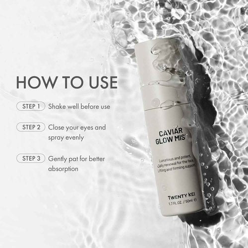 TwentyKEI Caviar Glow Mist, Hydrating Facial Spray with Collagen & Peptides,50ml