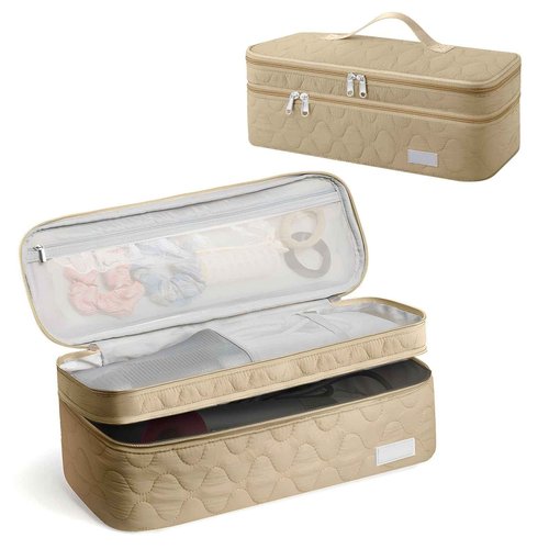 EPEDAL24 Dual Layer Travel Carrying Case, Quilted Shark Flexstyle Carrying Case for Revlon One-Step Hair Dryer/Hot Tool/Styler/Stylist, Compatible with Shark FlexStyle Attachments (Bag Only) Khaki