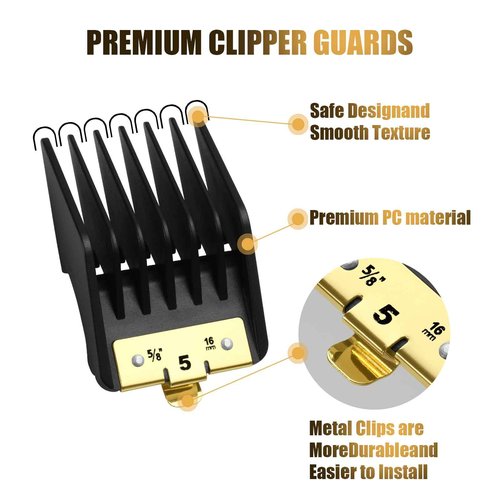 8 Premium Clipper Guards for BaBylissPRO Barberology FX870，FX890，FX825 and FX673 Clippers, Fit for Babyliss Clipper Guards with Metal Clip - Cutting Lengths 1/16-3/4 inch Attachment Combs Set