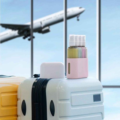 3oz Travel Bottles for Toiletries, 4 Pack Tsa Approved Portable Travel Size Containers for Shampoo Liquid With Labels, Leak Proof Refillable Containers Dispenser Set - Pink