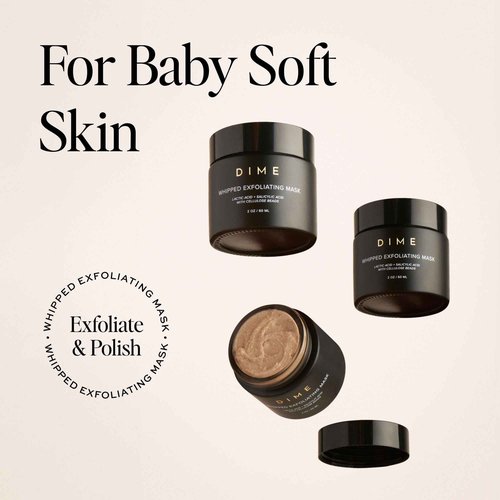 DIME Beauty Whipped Exfoliating Mask, Face Scrub and Cleanser, Lactic Acid and Salicylic Acid Scrub, 2 oz / 60 ml