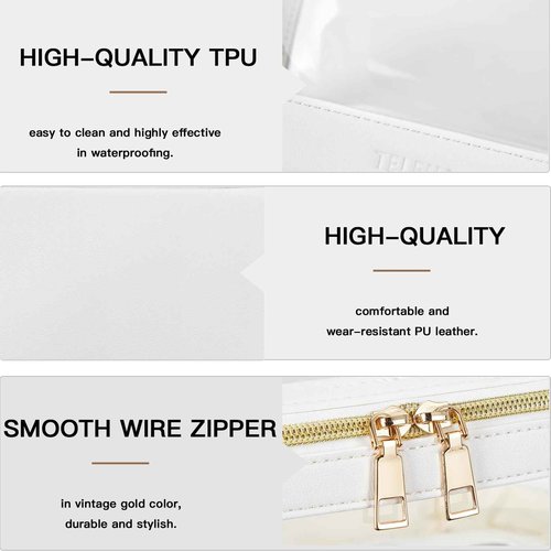 Telena Clear Makeup Bag Travel Toiletry Cosmetic Bag Portable Make Up Organizer for Women Beige