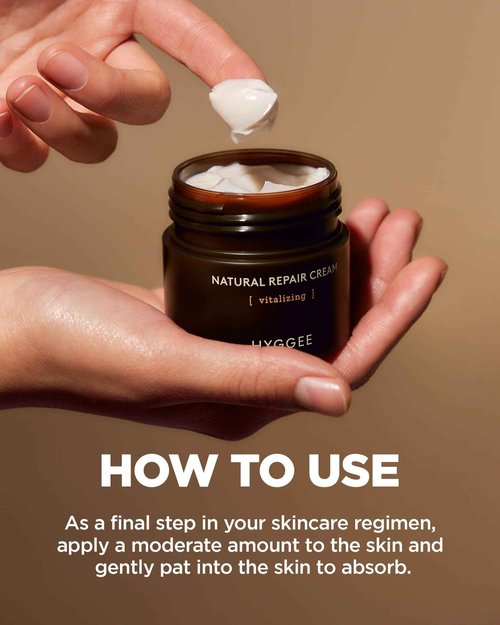 HYGGEE Natural Repair Cream - Vegan Red Ginseng & Peptides Nourishing Moisturizer for Enhanced Elasticity and Vitality - Anti Aging, Firming, Hydrating Face Cream for Rough and Dry Skin, 1.69oz.