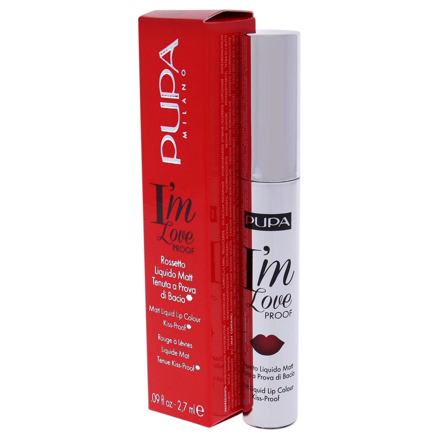 Pupa I Am Love Proof Matt Liquid Lip Color - 009 Red Pop Milano for Women - 0.09 oz Lipstick